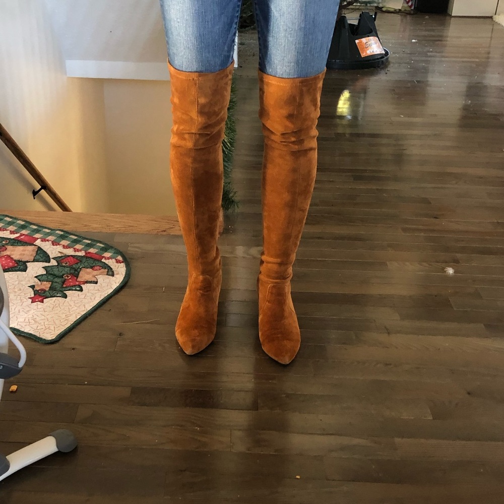 Goodnight Macaroon cognac over the knee boots-38